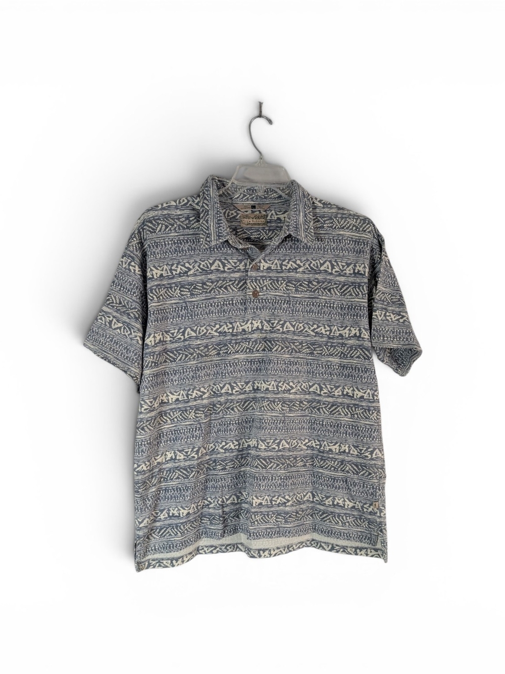 Royal Robbins Blue and Cream Patterned Polo Sz.L